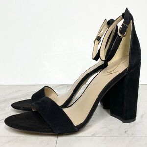 Sam Edelman Yaro Block Heel Black Suede Sandal 9 1/2
